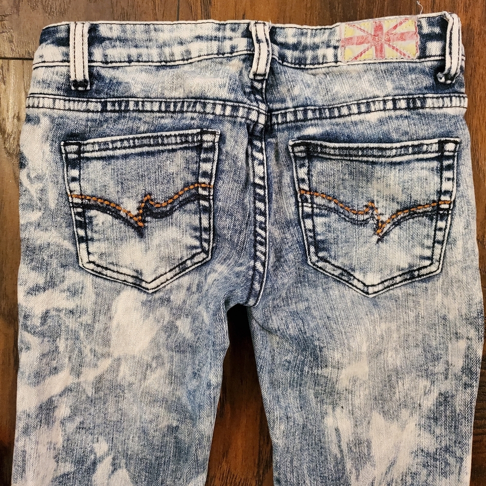 Machine Nouvelle Mode Acid Wash DESTROYED Skinny Jeans 26 RIPPED ITALY - Picture 4 of 9